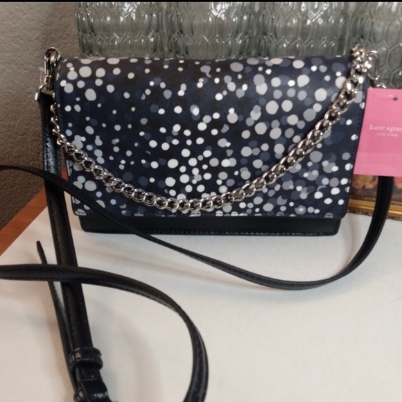 Kate Spade Cameron Convertible Crossbody Black with Multi-Colored Dots - Picture 2 of 8